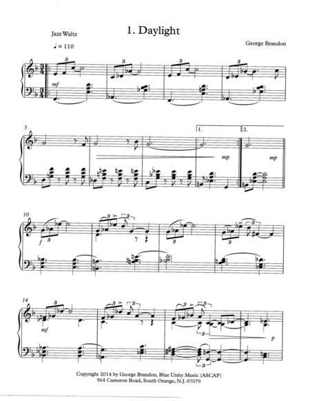 Three Jazz Waltzes for Solo Piano image number null