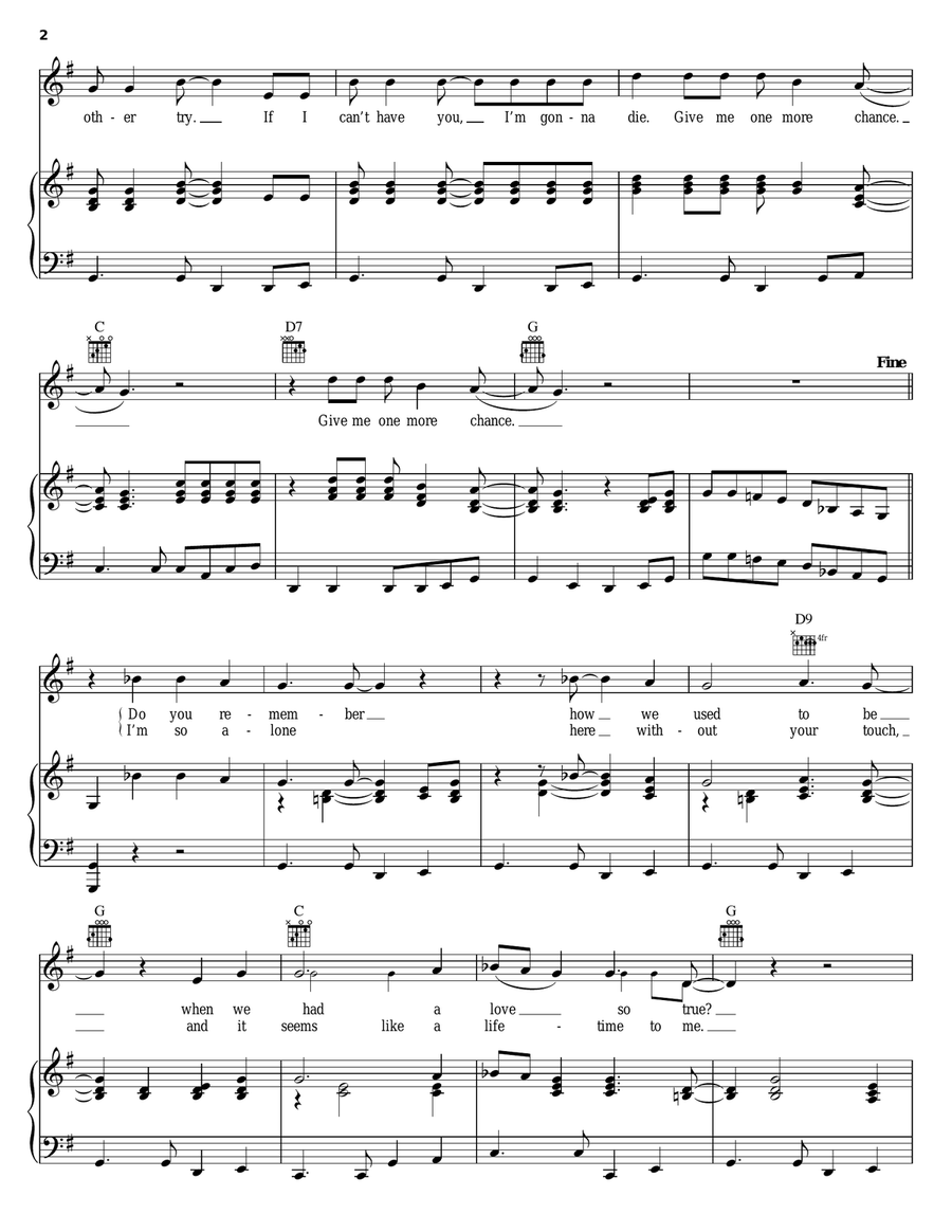 Give Me One More Chance Give Me One More Chance Piano, Vocal, Guitar scores gallery preview page 2