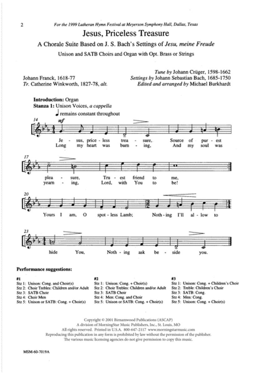 Jesus, Priceless Treasure (Downloadable Choral Score)