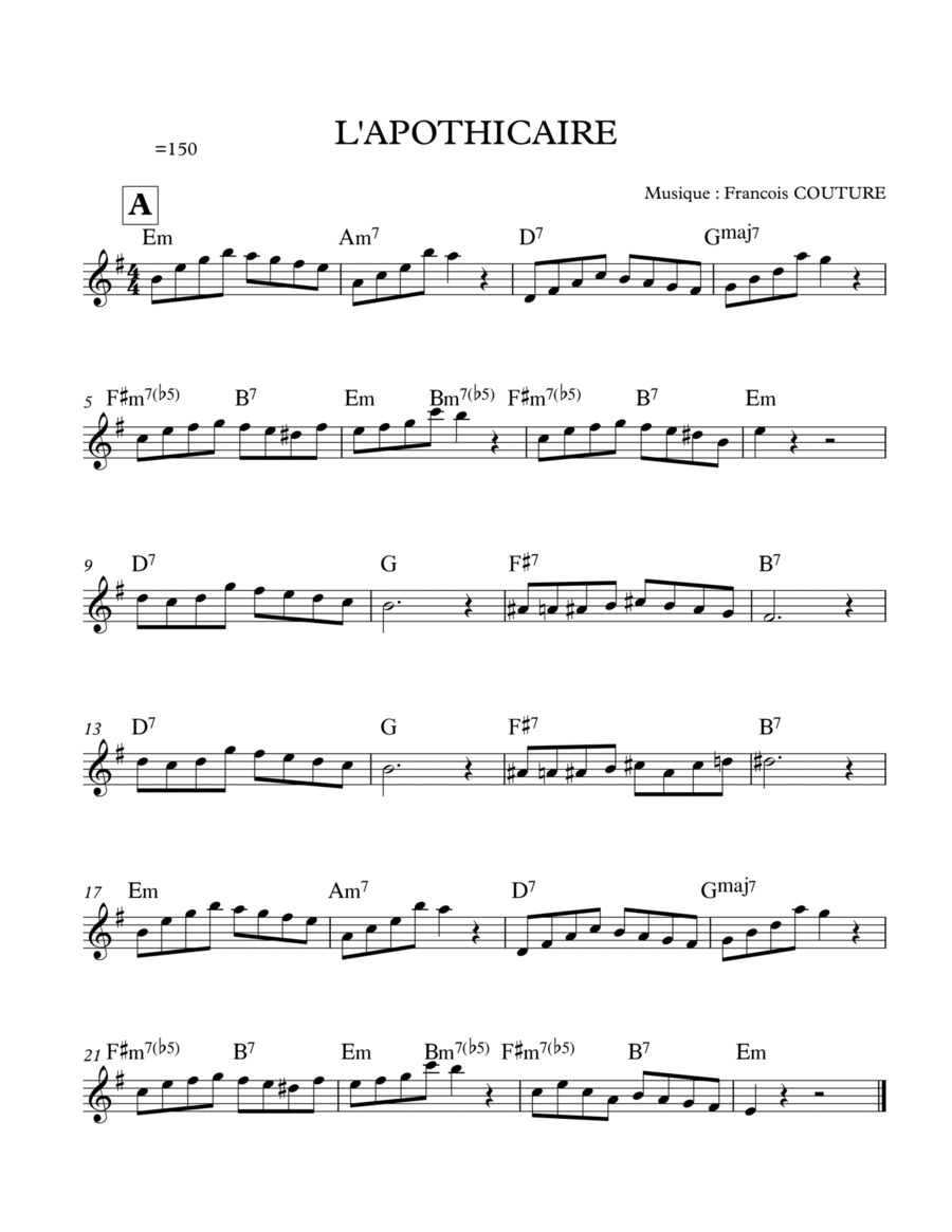 L'APOTHICAIRE Piano scores gallery preview page 1