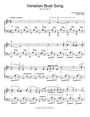 Venetian Boat Song, Op. 19, No. 6