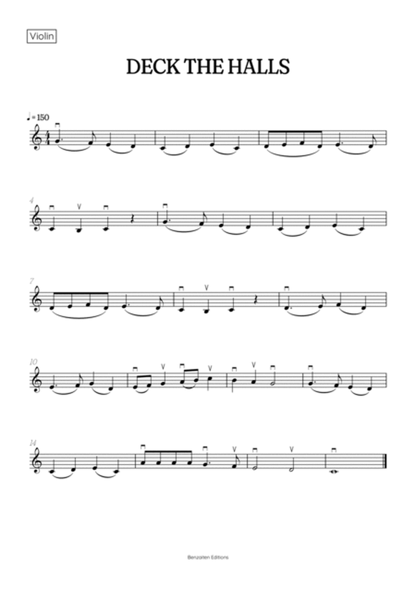 Deck the Halls for violin and viola duet • super easy Christmas song sheet music with bowings image number null