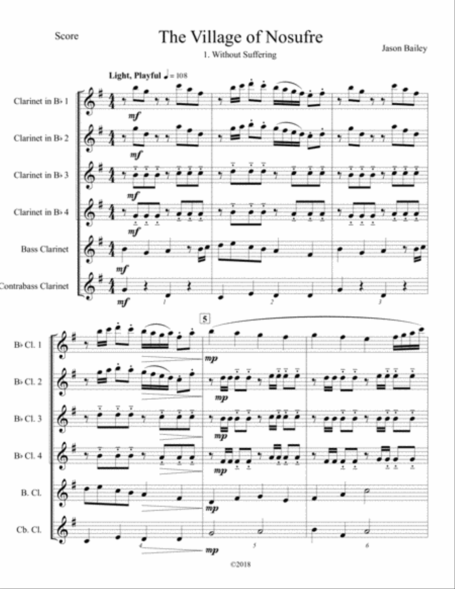 Village of Nosufre Woodwind Ensemble scores gallery preview page 1