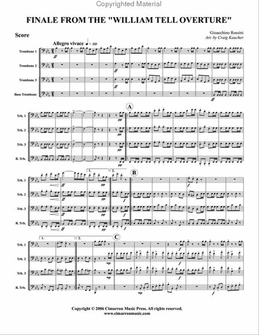 Finale, from William Tell Overture Trombone Quartet scores gallery preview page 2