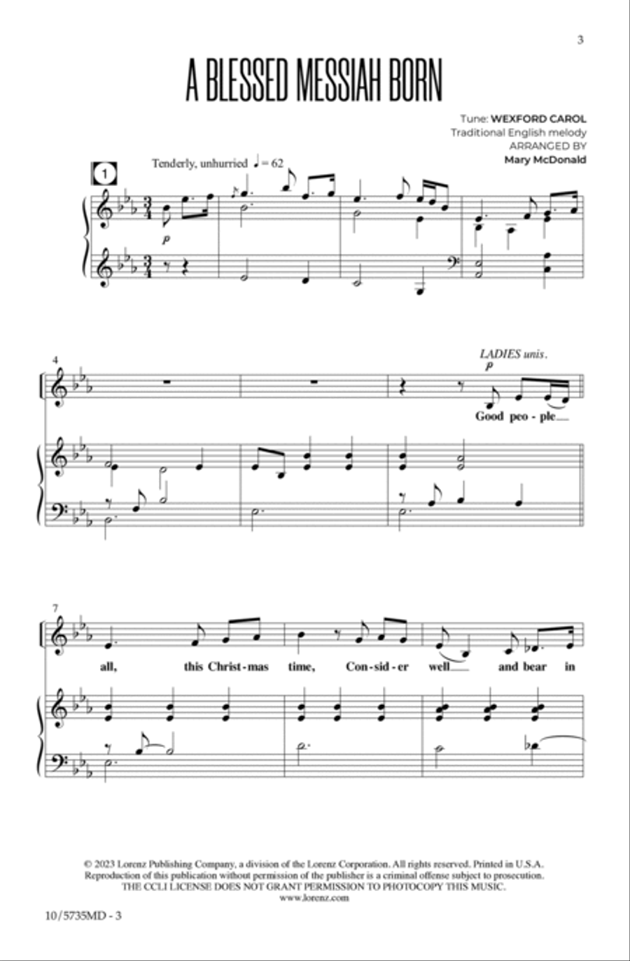 A Blessed Messiah Born 4-Part scores gallery preview page 3