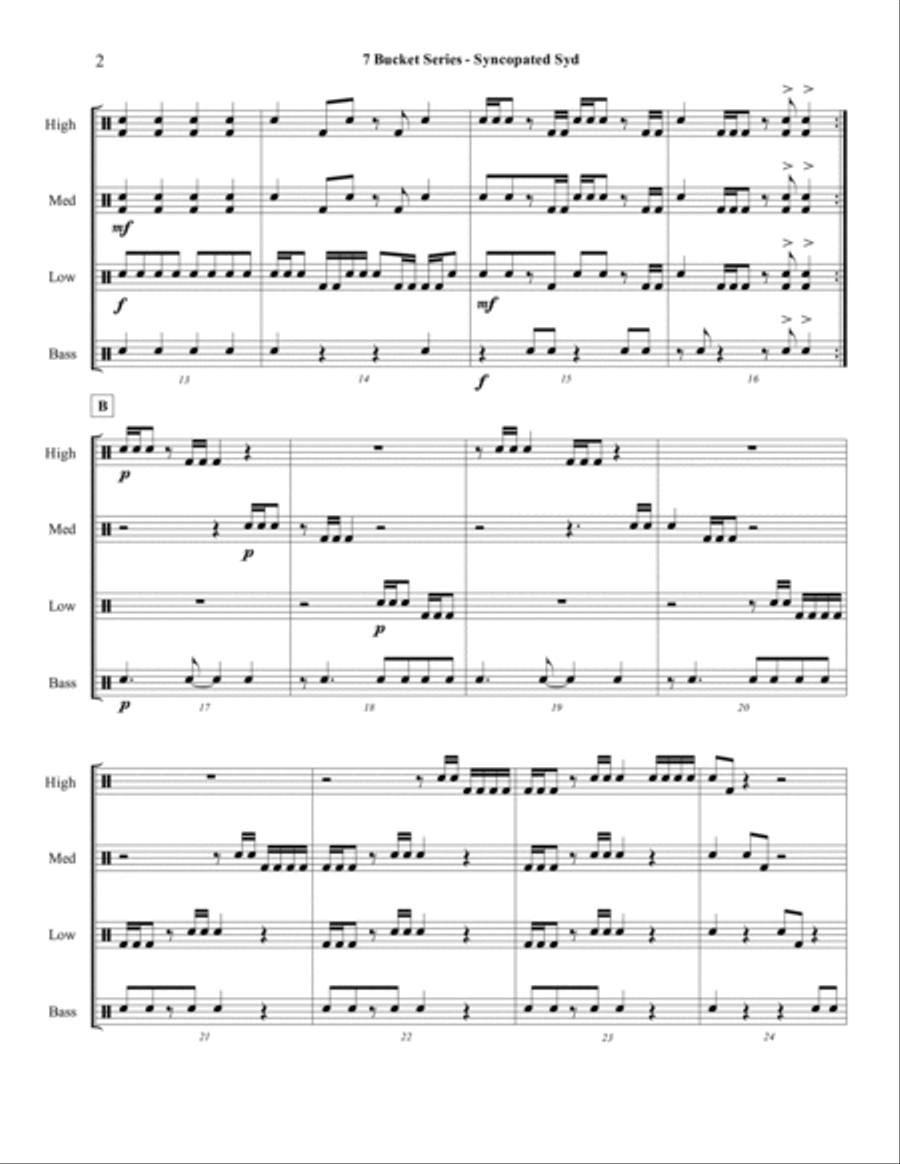 7 Bucket Series - Syncopated Syd Percussion Ensemble scores gallery preview page 4