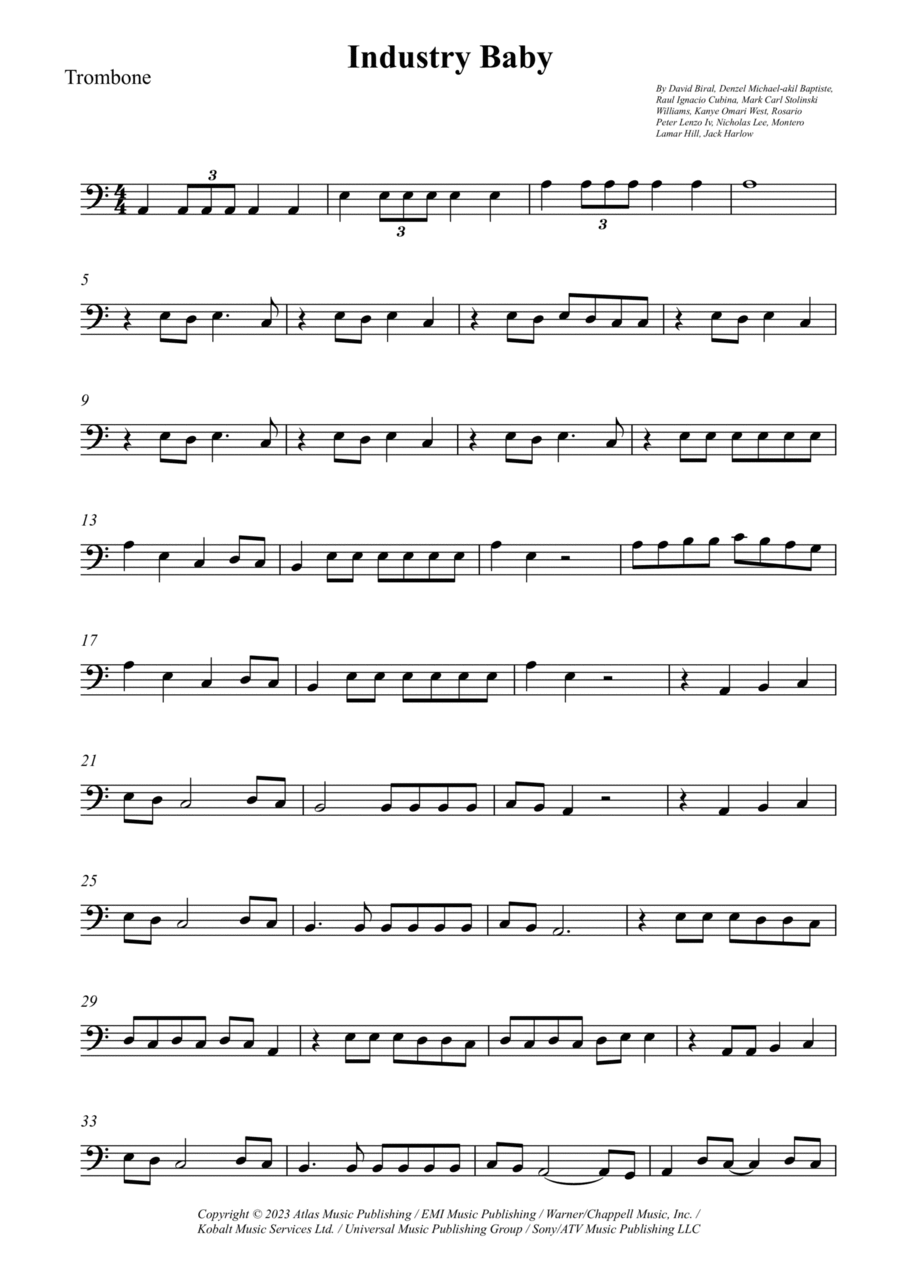 Industry Baby Industry Baby Trombone Solo scores gallery preview page 1