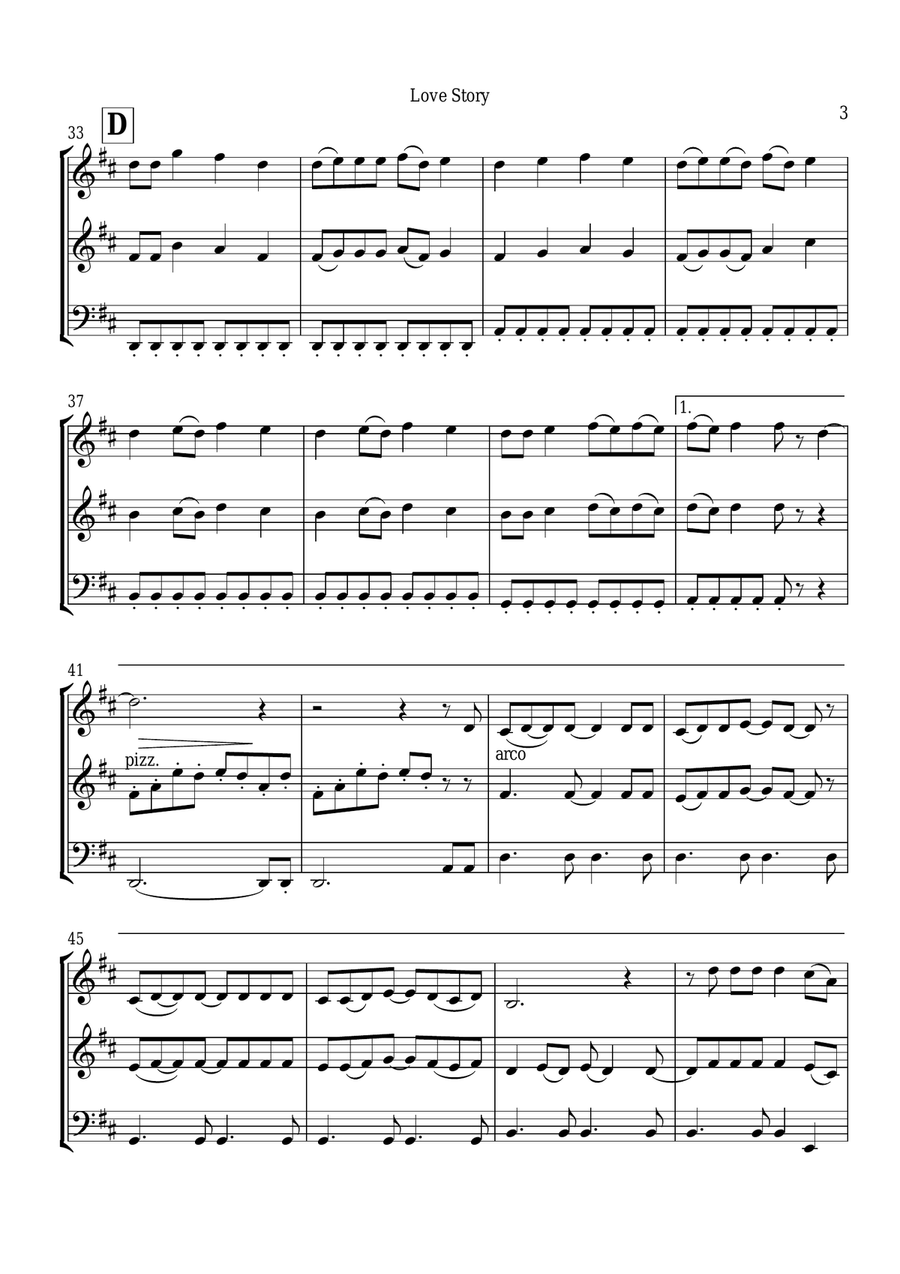 Love Story String Trio scores gallery preview page 4