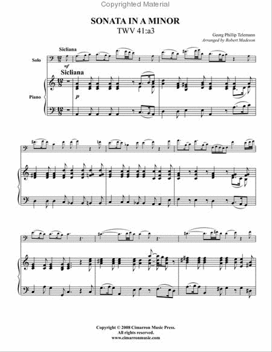 Sonata in A Minor Euphonium scores gallery preview page 2