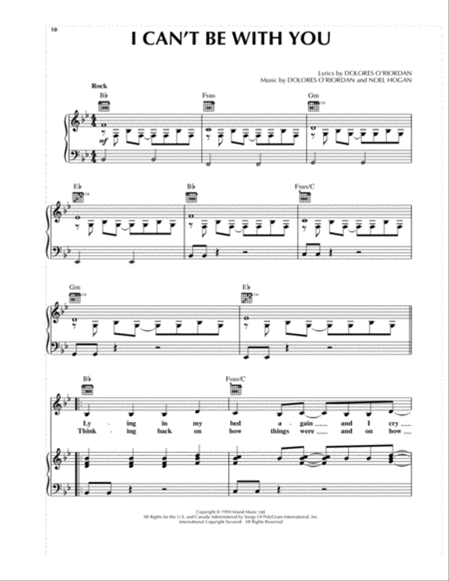 I Can't Be With You Piano, Vocal, Guitar scores gallery preview page 1