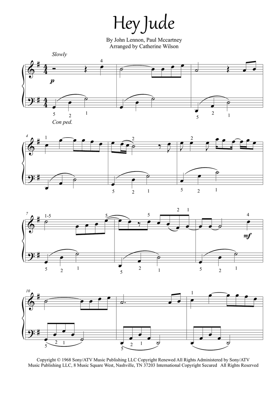 Hey Jude Piano Solo scores gallery preview page 2