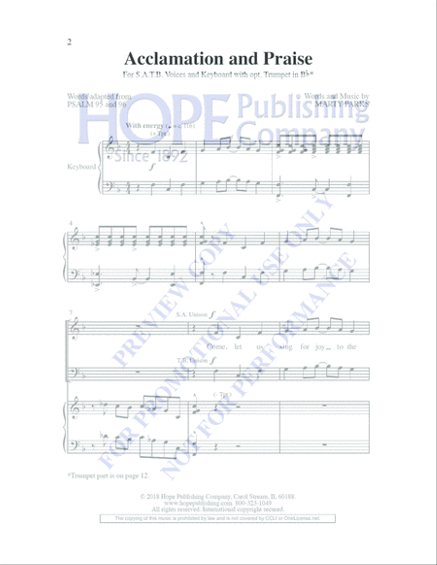 Acclamation and Praise Acclamation and Praise 4-Part scores gallery preview page 2