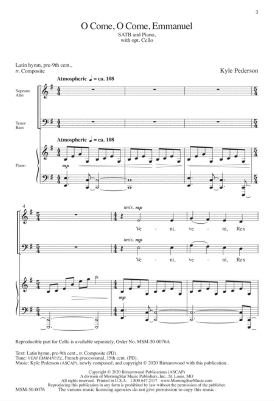 O Come, O Come, Emmanuel (Downloadable Choral Score)