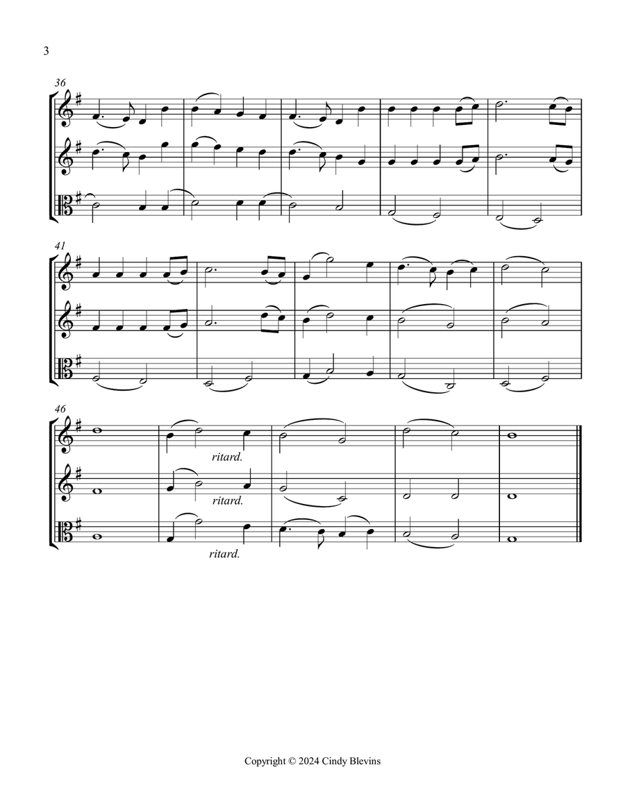 Joy To the World, for Two Violins and Viola String Trio scores gallery preview page 4