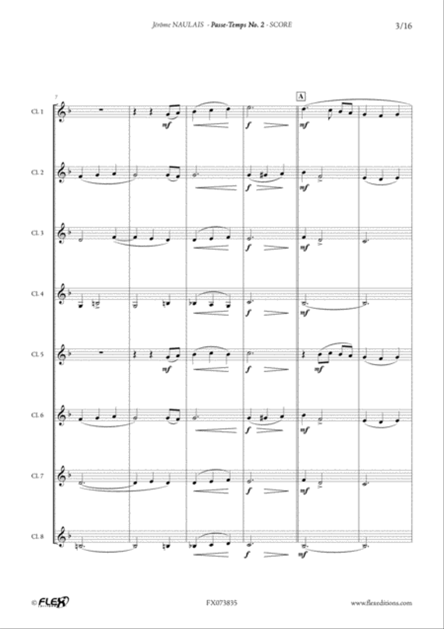 Passe-Temps No. 2 Clarinet Quartet scores gallery preview page 3