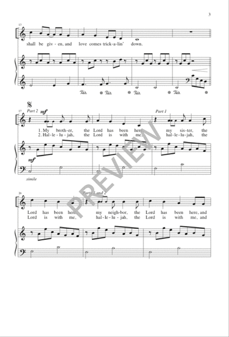 Love Comes Trick-a-lin' Down Unison Choir scores gallery preview page 3