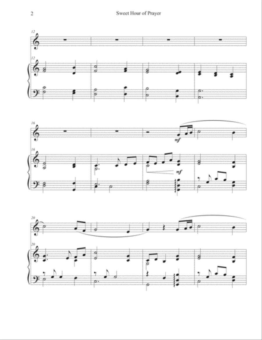 Sweet Hour of Prayer (Oboe-Piano) Piano scores gallery preview page 2