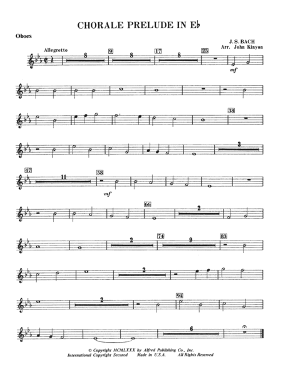 Chorale Prelude in E-Flat: Oboe Concert Band scores gallery preview page 1