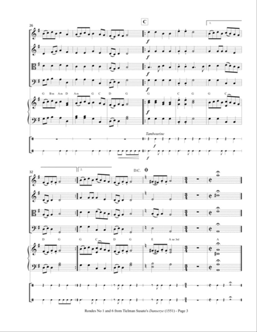 Two Rondes from Susato's Danserye (1551) Set of Parts scores gallery preview page 6