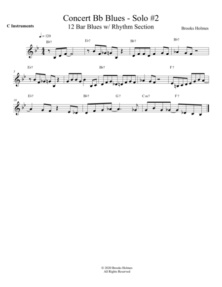 Concert Bb Blues Solo #2 - 12 Bar Blues w/ Rhythm Section - C Instruments image number null