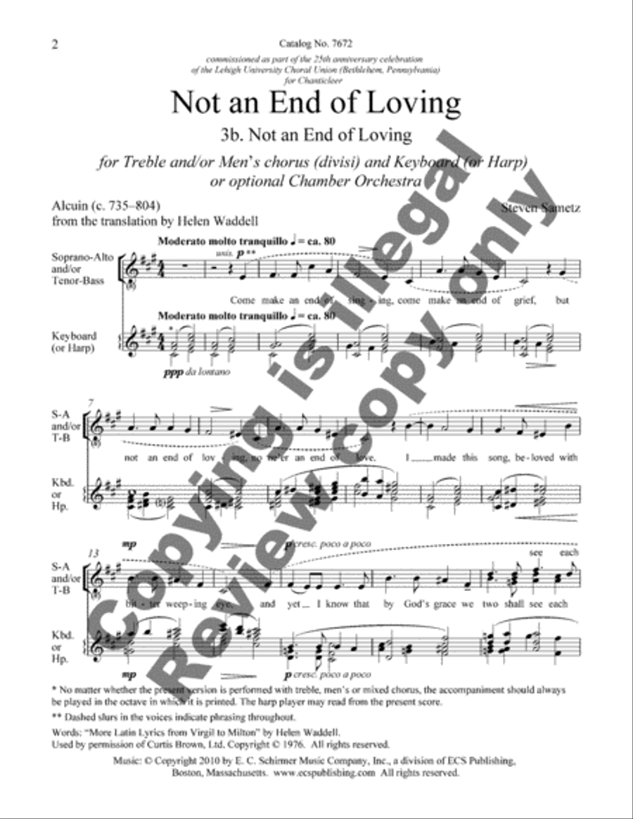 Not an End of Loving: 3. Not an End of Loving (Keyboard/Vocal Score)