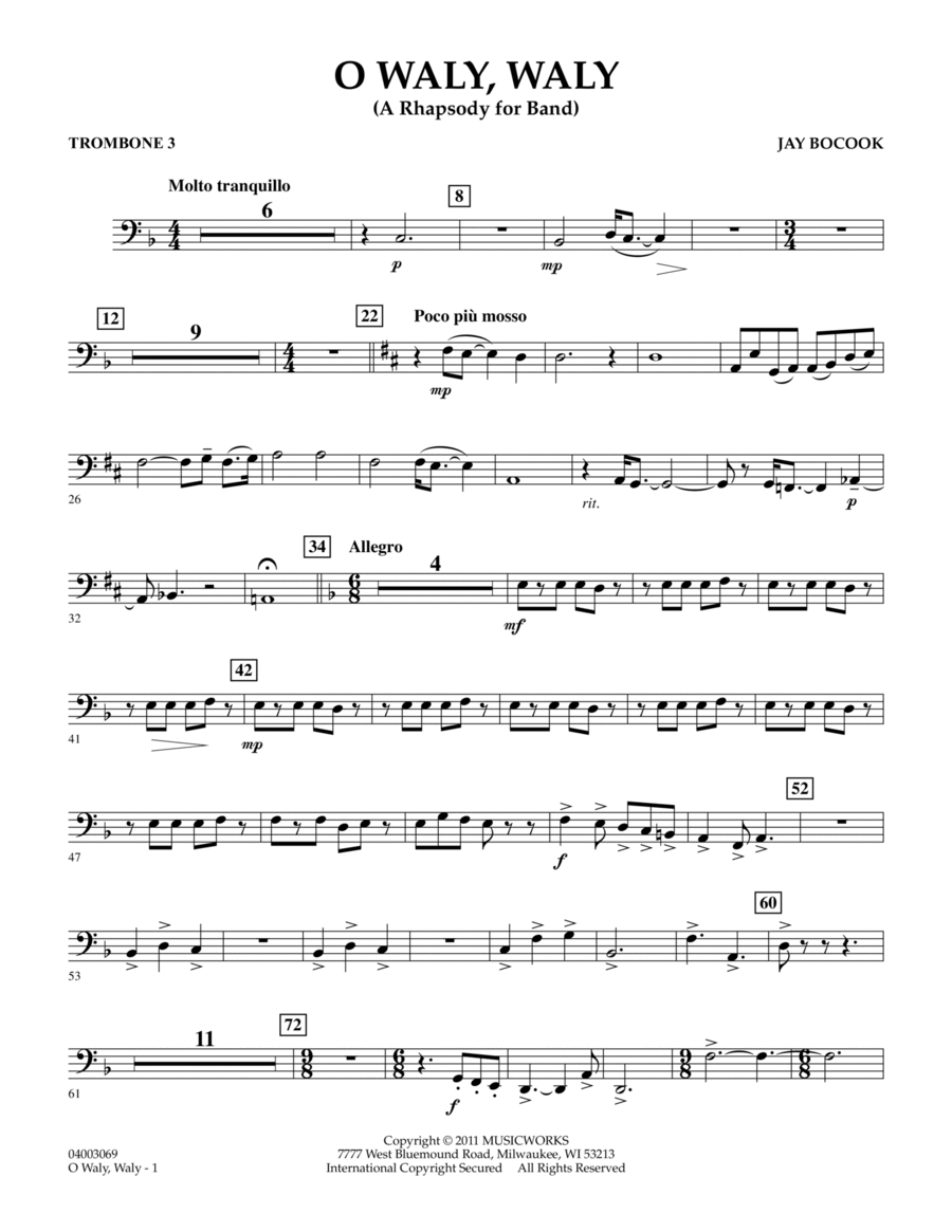 O Waly Waly (A Rhapsody For Band) - Trombone 3