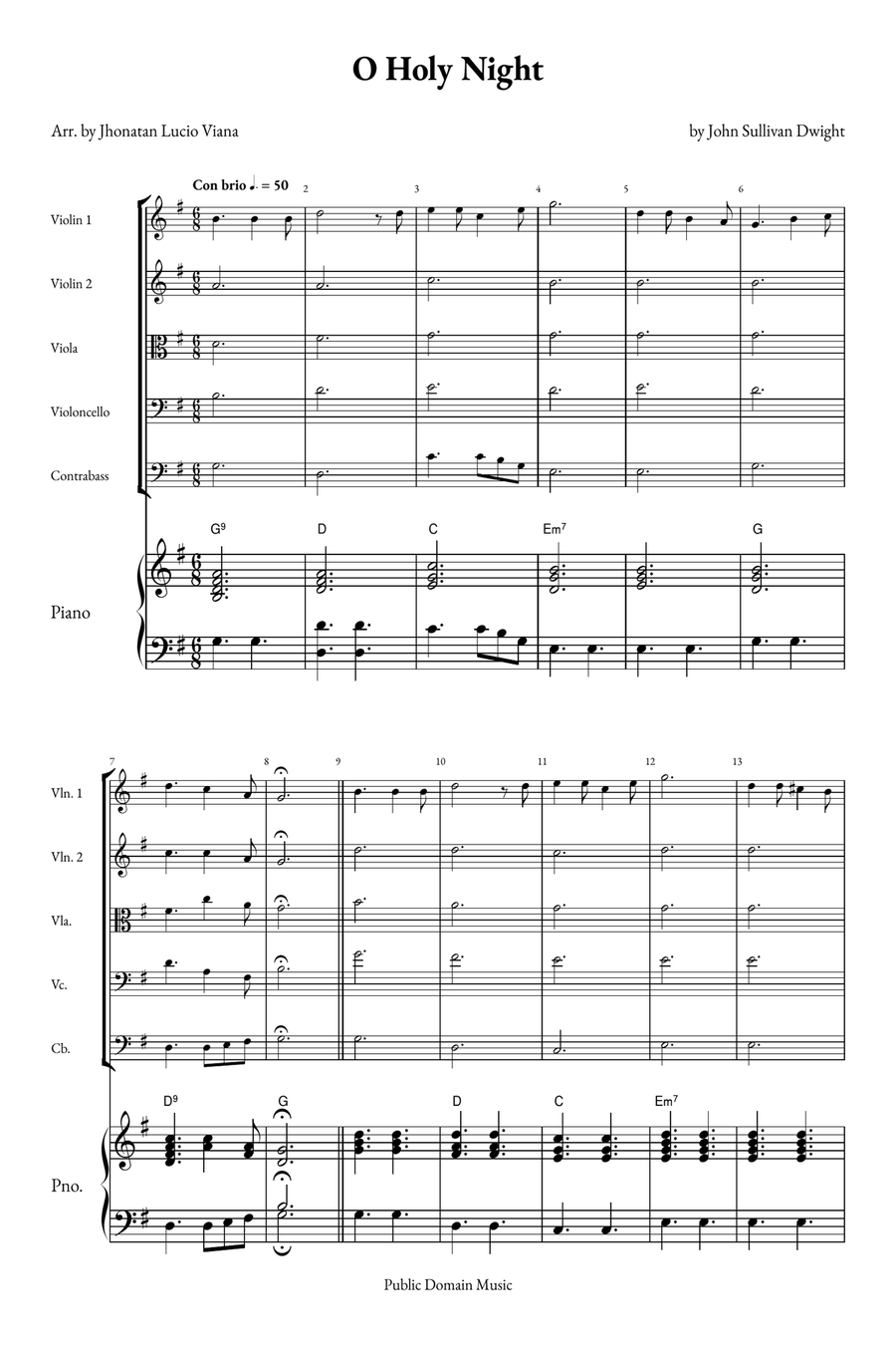 O Holy Night String Quintet scores gallery preview page 1
