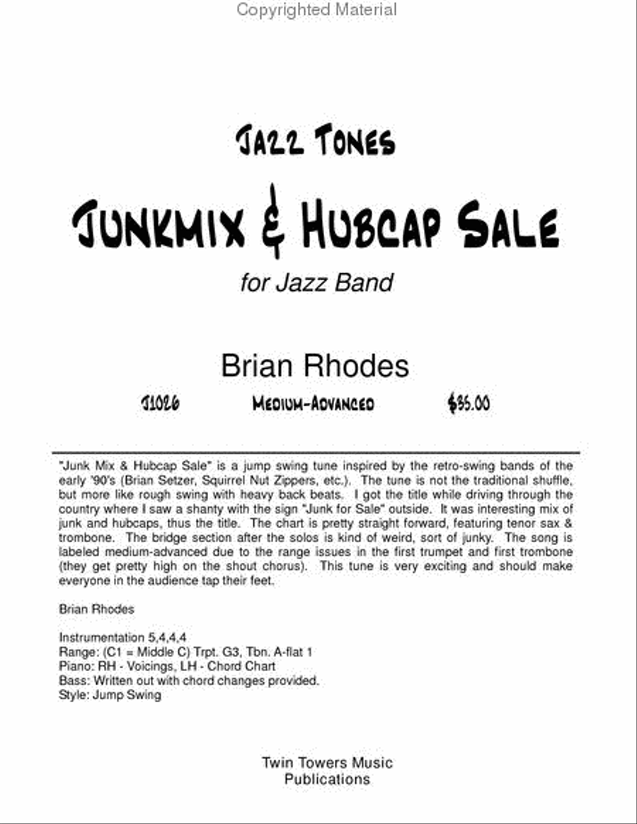 Junk Mix and Hubcap Sale Junk Mix and Hubcap Sale Jazz Ensemble scores gallery preview page 2