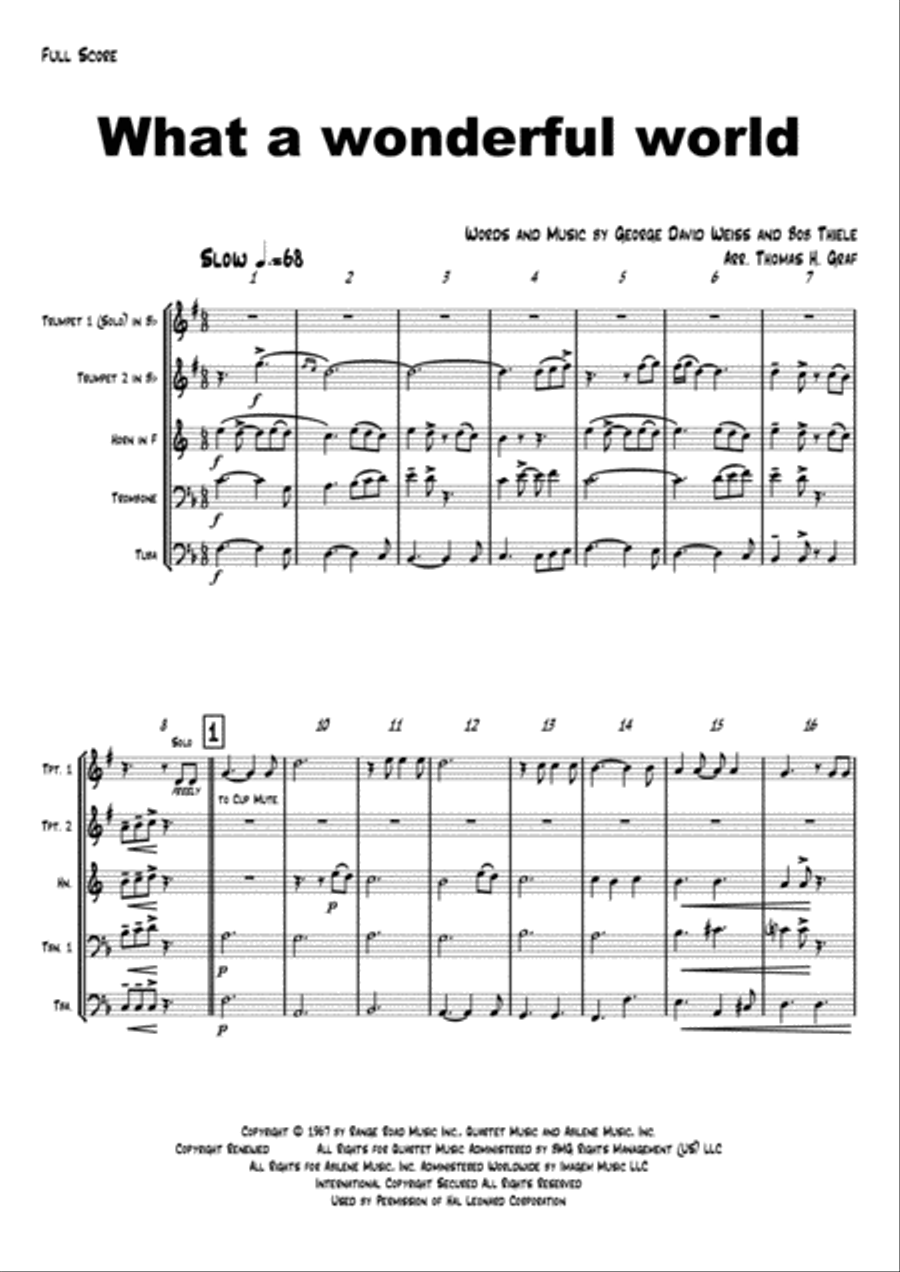 What A Wonderful World Euphonium scores gallery preview page 1