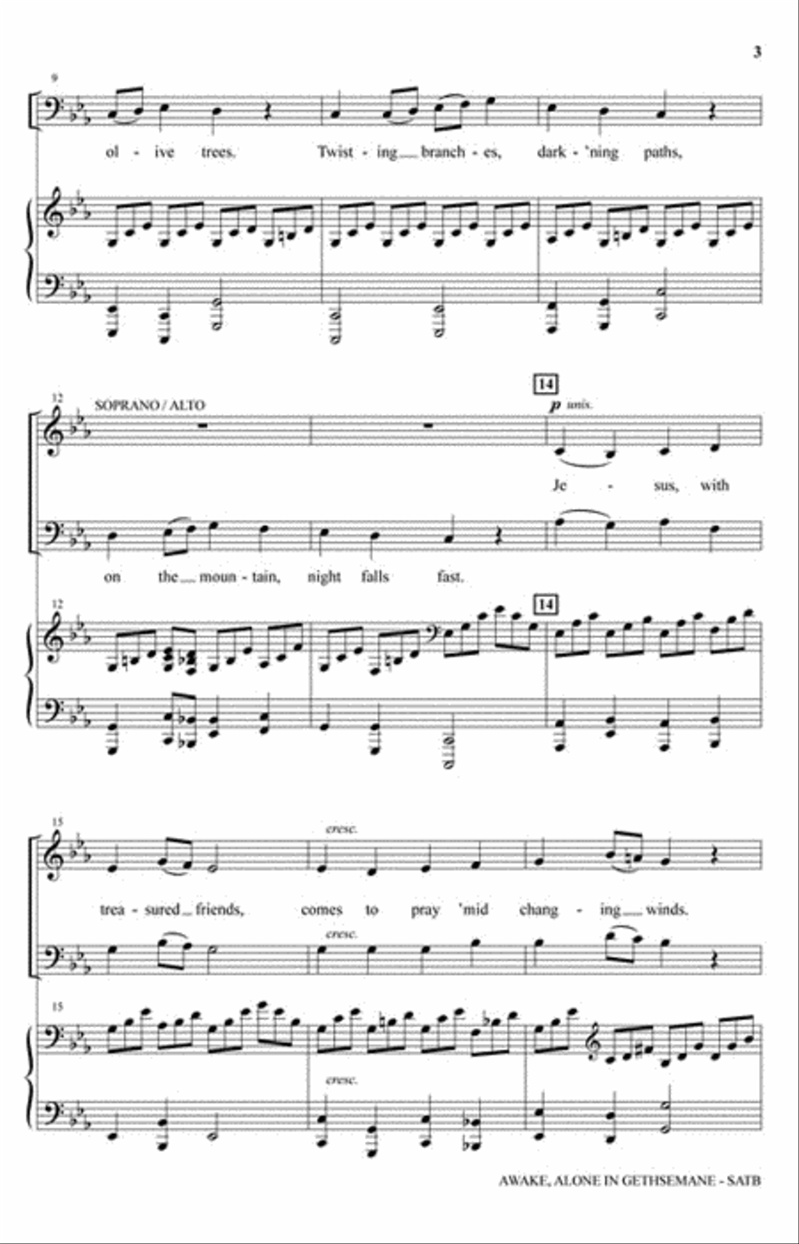 Awake, Alone in Gethsemane 4-Part scores gallery preview page 3