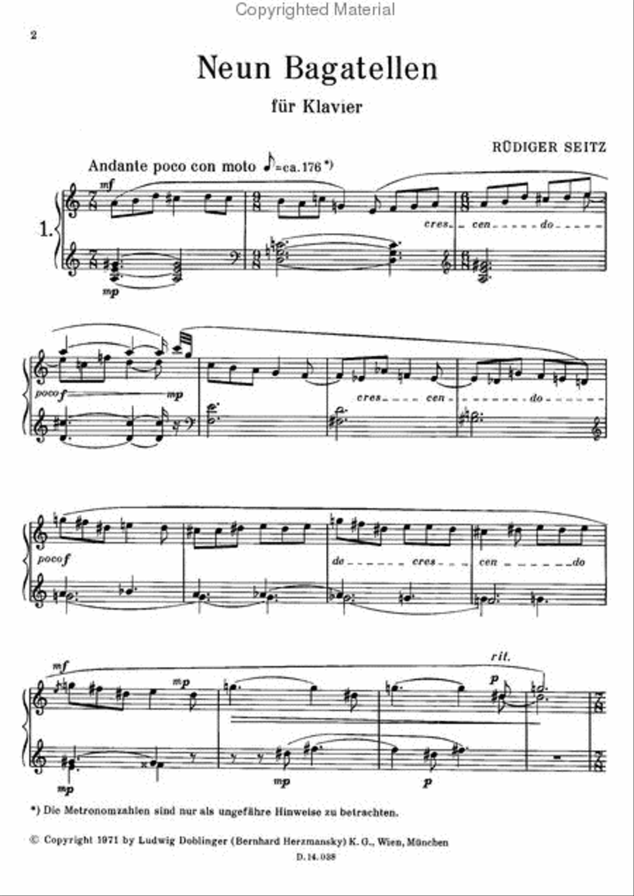 9 Bagatellen Piano Solo scores gallery preview page 2