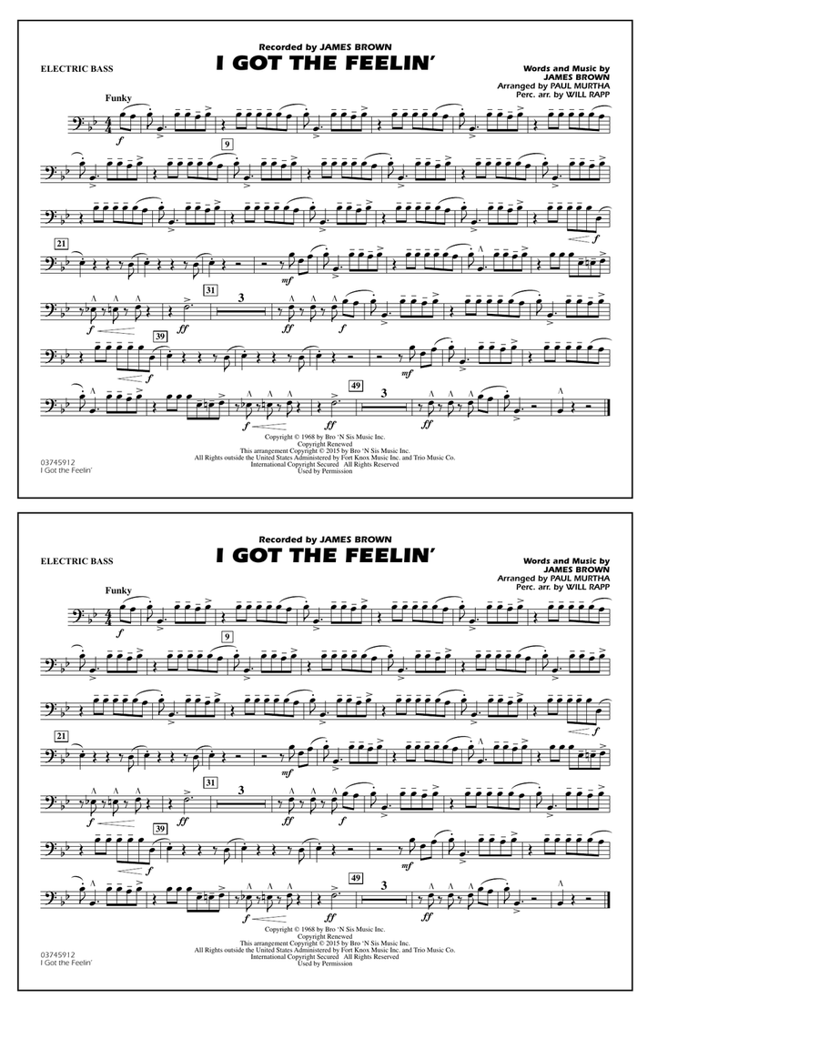 I Got the Feelin' - Electric Bass