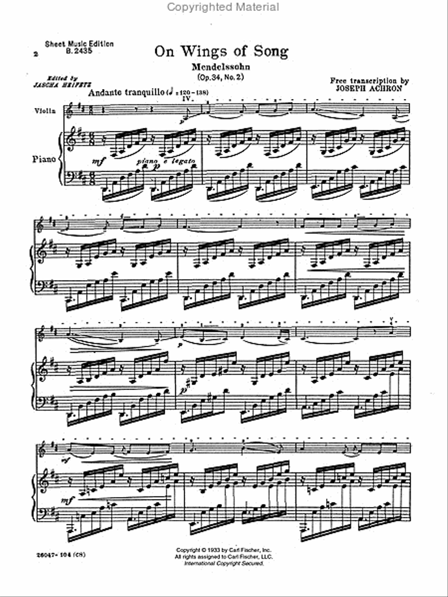 On Wings of Song Violin Solo scores gallery preview page 2