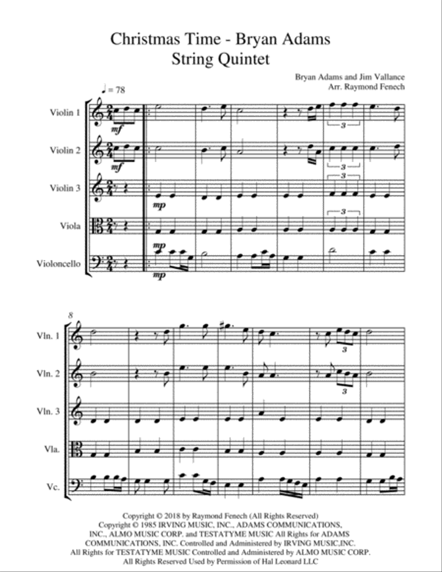 Christmas Time String Quintet scores gallery preview page 4