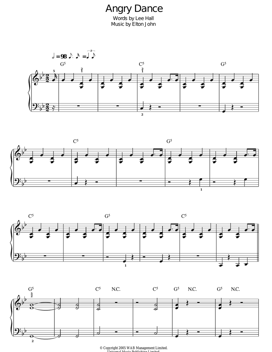 Angry Dance Easy Piano scores gallery preview page 1
