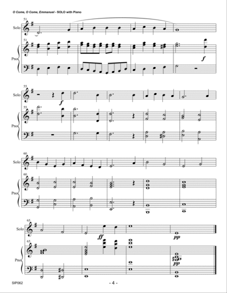 O COME O COME EMMANUEL - SOLO INSTRUMENT (or Group) with Piano Accompaniment Large Ensemble scores gallery preview page 4