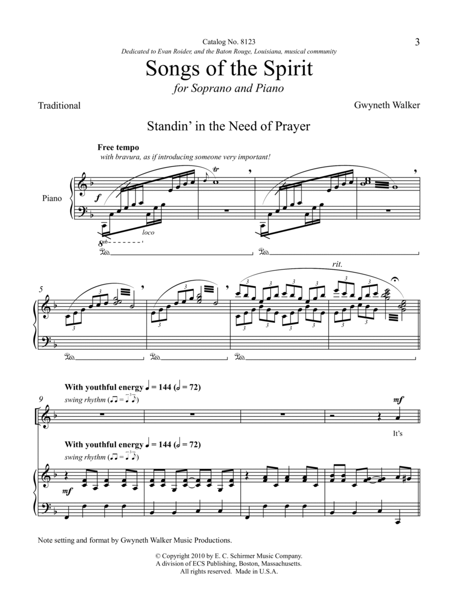 Standin' in the Need of Prayer Soprano Voice scores gallery preview page 1