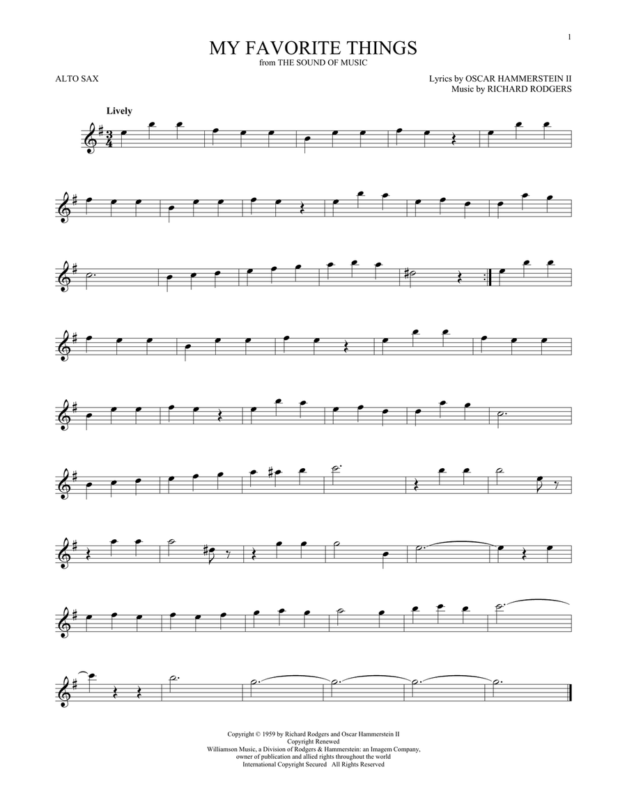 My Favorite Things (from The Sound Of Music) Alto Saxophone scores gallery preview page 1