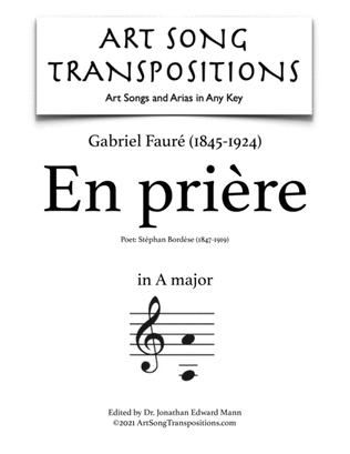 Book cover for FAURÉ: En prière (transposed to A major)