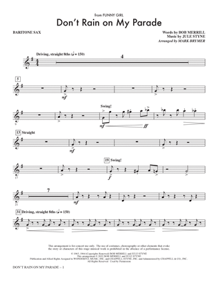 Book cover for Don't Rain On My Parade (from Funny Girl) (arr. Mark Brymer) - Baritone Sax