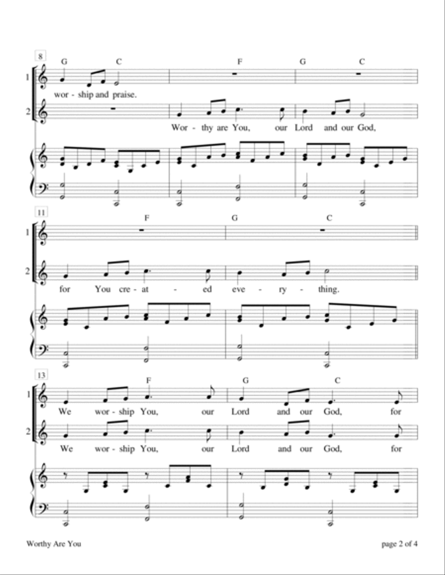 Worthy Are You (Vocal Duet with Piano Accompaniment) Piano Accompaniment scores gallery preview page 2