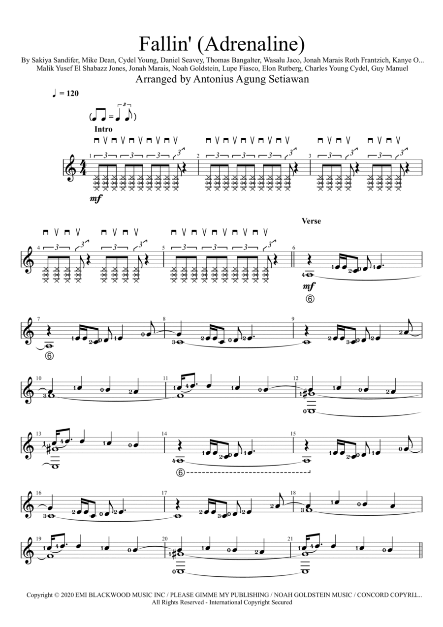 Fallin Guitar Solo scores gallery preview page 1