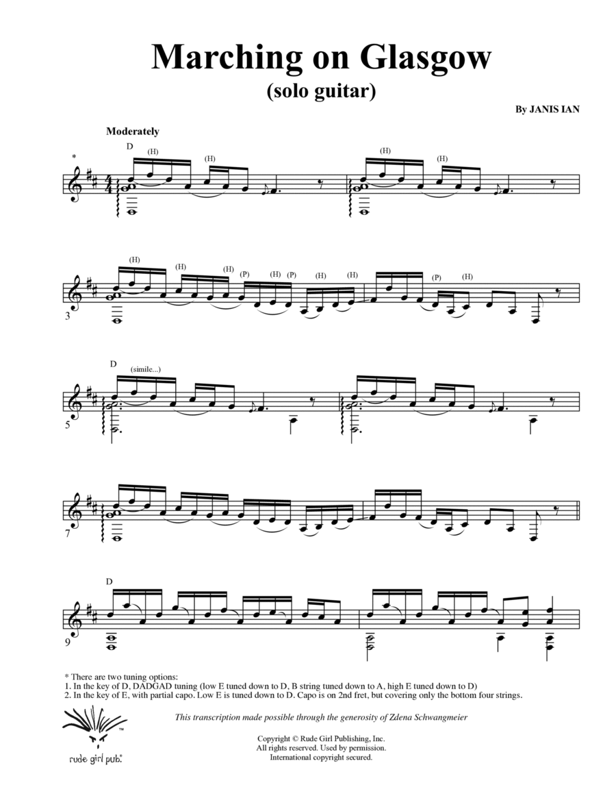 Marching on Glasgow Guitar Solo scores gallery preview page 1