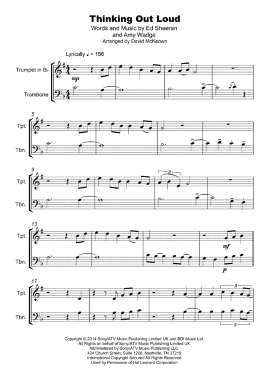 Thinking Out Loud Brass Duet scores gallery preview page 2