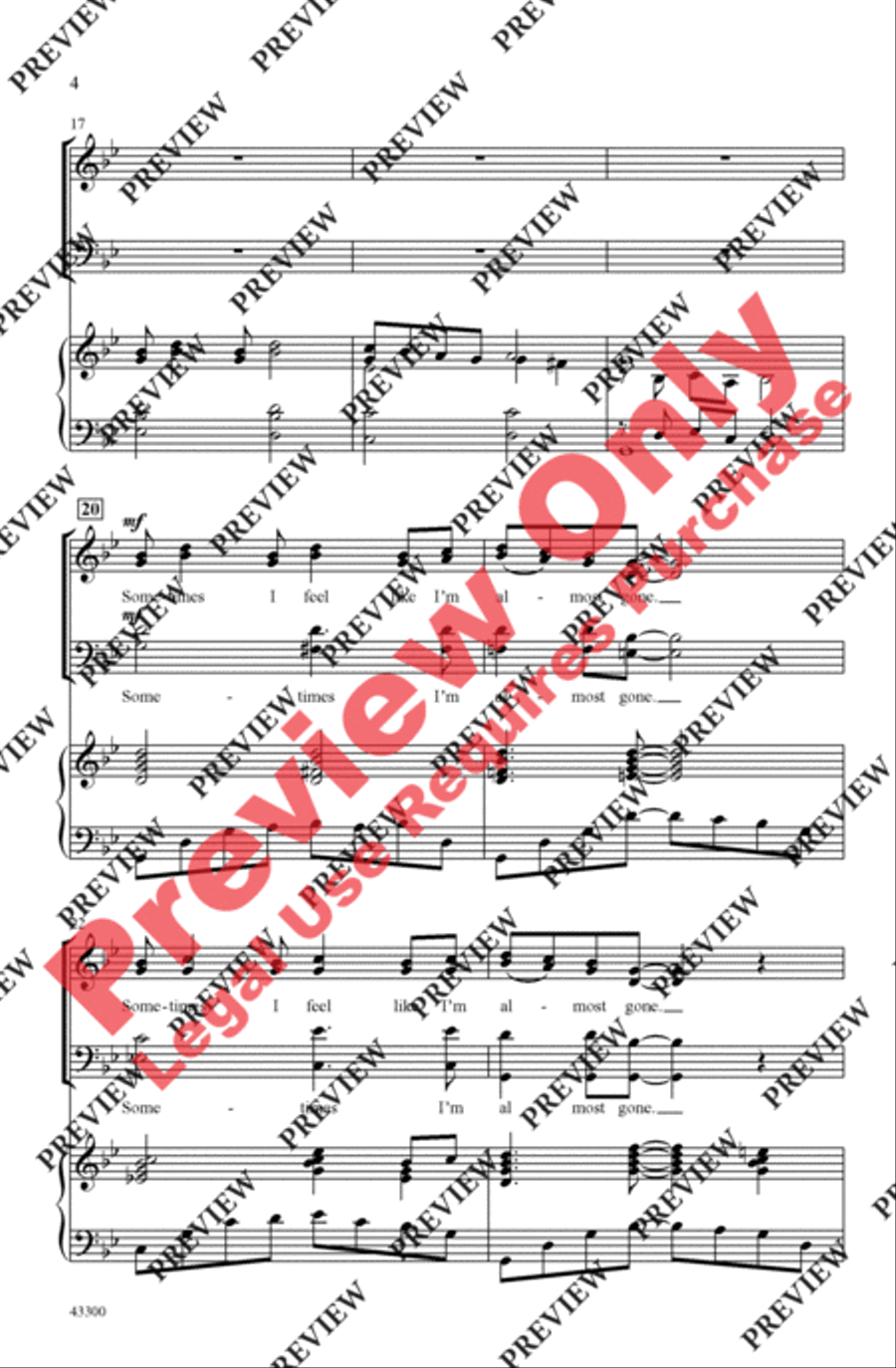 Sometimes I Feel Like a Motherless Child 4-Part scores gallery preview page 4