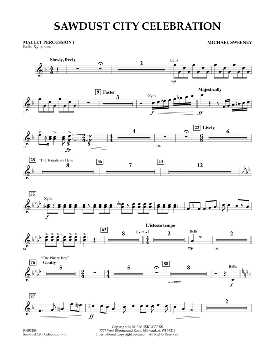 Sawdust City Celebration - Mallet Percussion 1 Concert Band scores gallery preview page 1