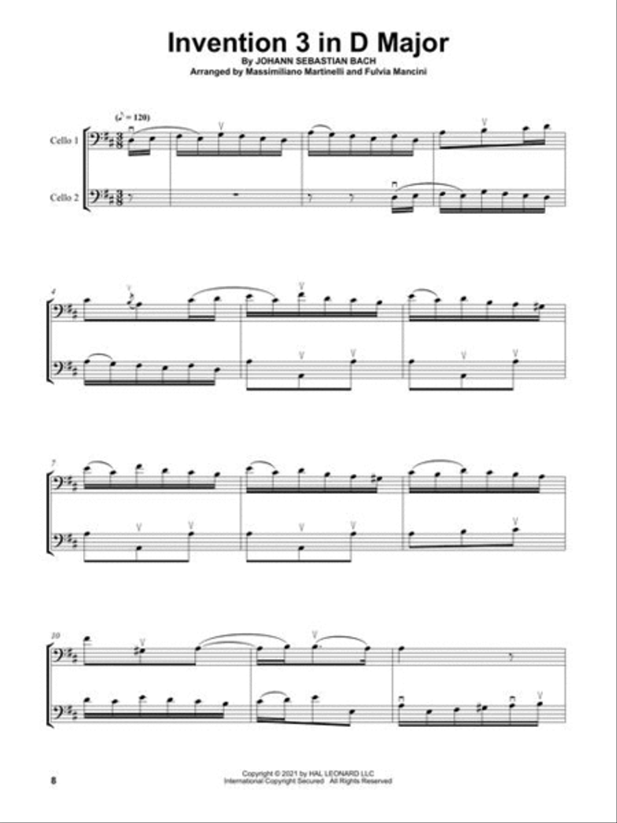 Two-Part Inventions by J.S. Bach for Cello Duet String Duet scores gallery preview page 6
