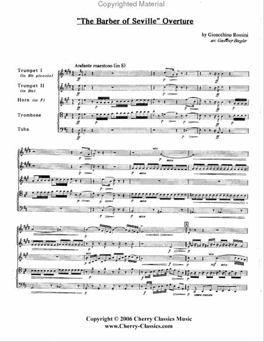 Barber of Seville Overture Brass Quintet scores gallery preview page 3