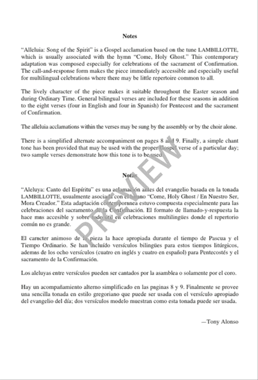 Alleluia: Song of the Spirit / Aleluya: Canto del Espíritu Unison Choir scores gallery preview page 10