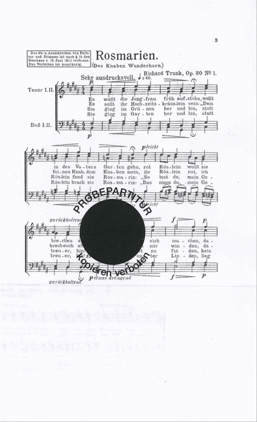 Rosmarien Men's Choir scores gallery preview page 1